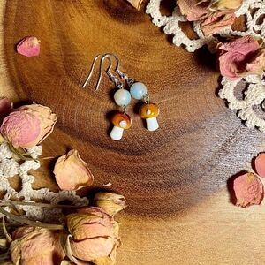 Handmade New Elegant Orange and White Dangle Earrings